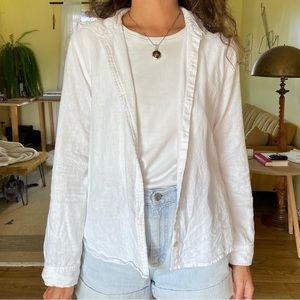 🌹 SOLD 🌹 Orvis 🌿 Linen Blend White Button Down Size M